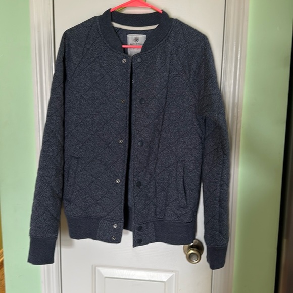 On The Byas Grey Quilted Bomber Snap Up Jacket Fall Warm Style Size Small - Picture 1 of 8